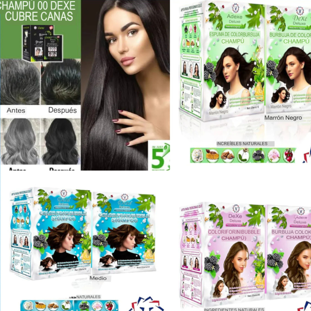 SHAMPOO DEXE CUBRE CANAS COLORES (PACK POR 10 SACHET)