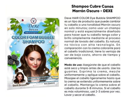 SHAMPOO DEXE CUBRE CANAS COLORES (PACK POR 10 SACHET)