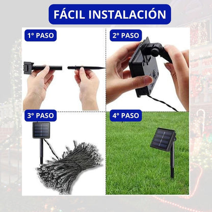 LUCES NAVIDEÑAS CON PANEL SOLAR DE 27 METROS | ENVIO GRATIS TODO PERU